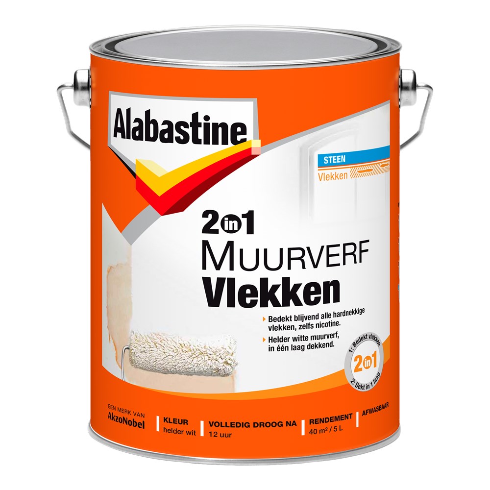 Alabastine 2 In 1 Muurverf Vlekken Wit