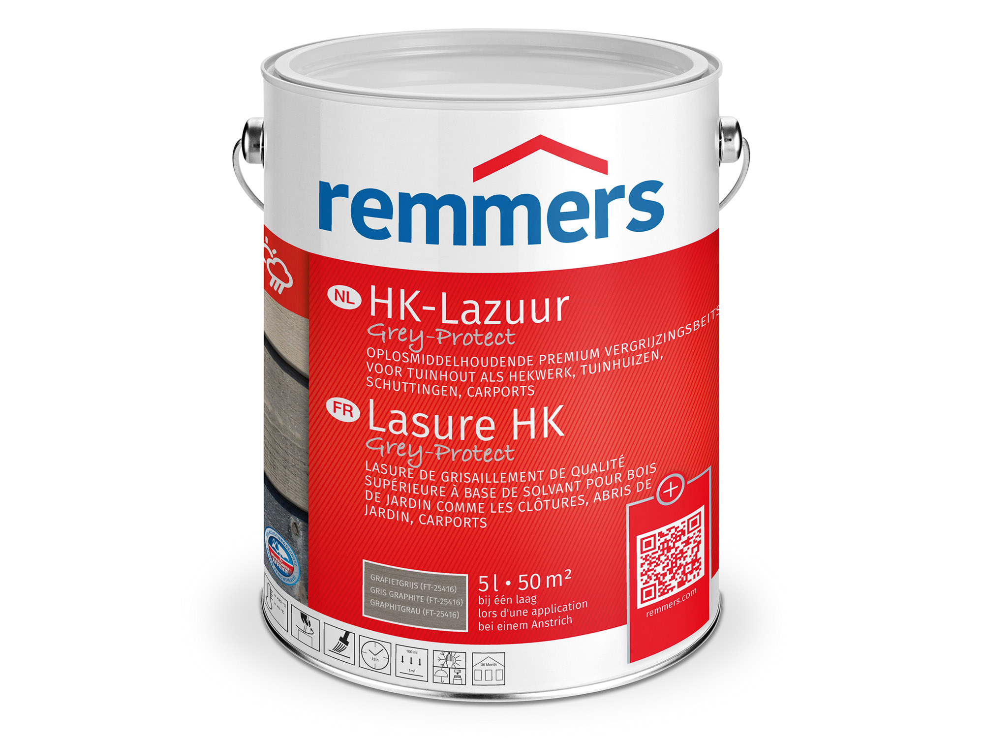 Remmers HK-Lazuur Grey Protect grafietgrijs